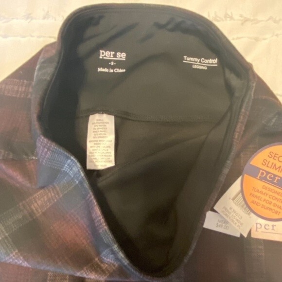 Slimming Tummy Control Plaid Pants - Picture 4 of 6